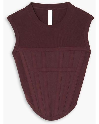 Dion Lee Panelled Ribbed Cotton-jersey Top - Purple