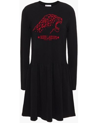 RED Valentino Jacquard-knit Mini Dress - Black