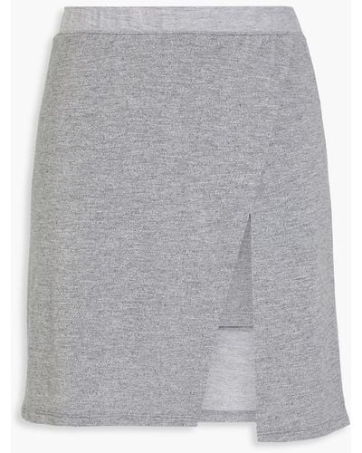 Monrow Wrap-effect Mélange French Terry Mini Skirt - Grey