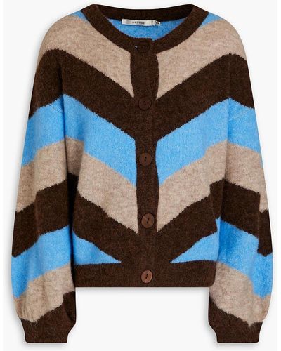 Gestuz Alphagz Brushed Striped Knitted Cardigan - Brown