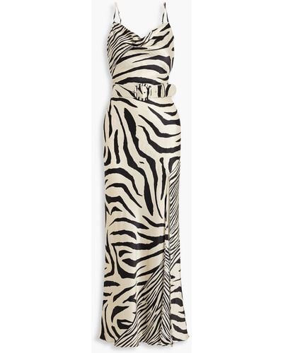 Nicholas Simone maxikleid aus seidensatin mit zebraprint - Weiß