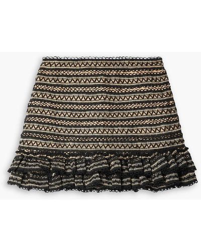 PATBO Ruffled Crocheted Mini Skirt - Black