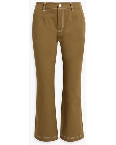 RED Valentino Cropped Cotton-blend Twill Flared Pants - Green