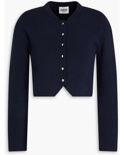 Claudie Pierlot Cropped Ribbed Cotton-blend Cardigan - Blue