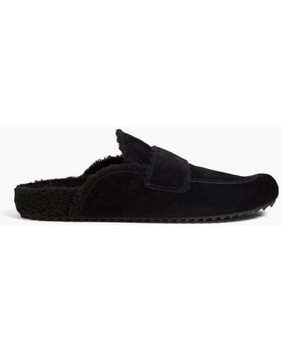 James Perse Shearling-lined Suede Slippers - Black