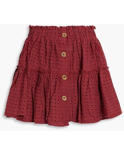 Eberjey Nellie Broderie Anglaise Cotton Mini Skirt - Red