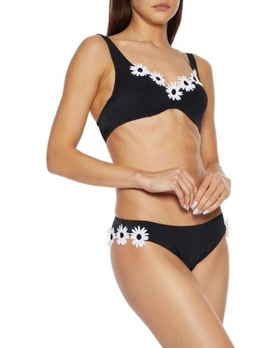 Myla Pollen Street Floral-appliquéd Low-rise Bikini Briefs - Black