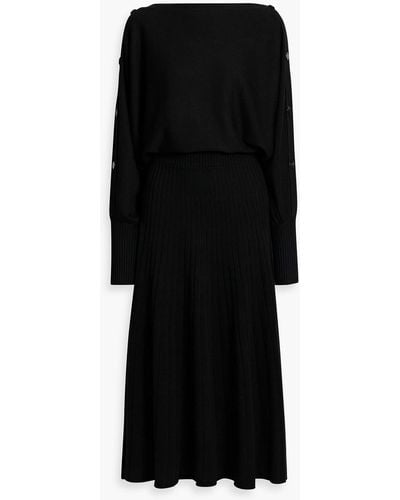 Palmer//Harding Dissect Ribbed-knit Midi Dress - Black
