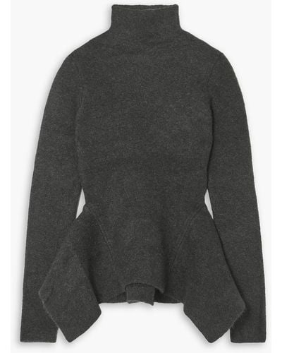Proenza Schouler Peplum Merino Wool-blend Felt Turtleneck Sweater - Black
