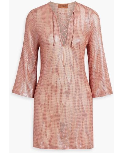 Missoni Metallic Crochet-knit Mini Dress - Pink
