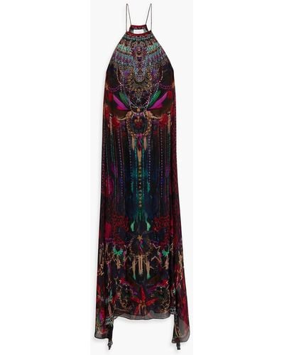 Camilla Embellished Printed Silk-chiffon Maxi Dress - Black