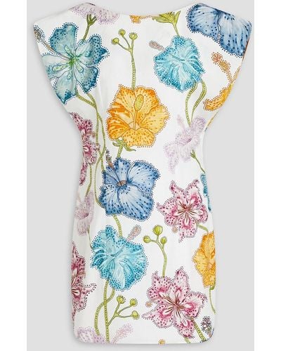 Hayley Menzies Floral-print Cotton Mini Dress - Blue
