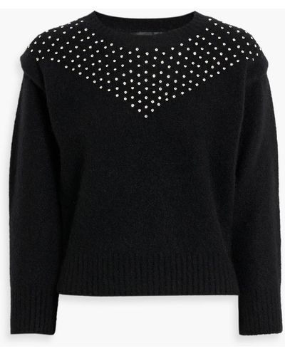 retroféte Astra Brushed Crystal-embellished Knitted Sweater - Black