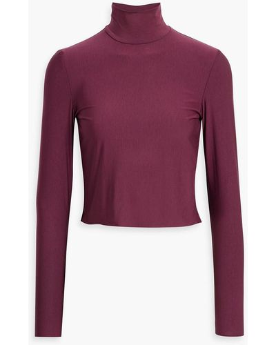 Commando Butter Cropped Stretch-micro Modal Turtleneck Top - Red