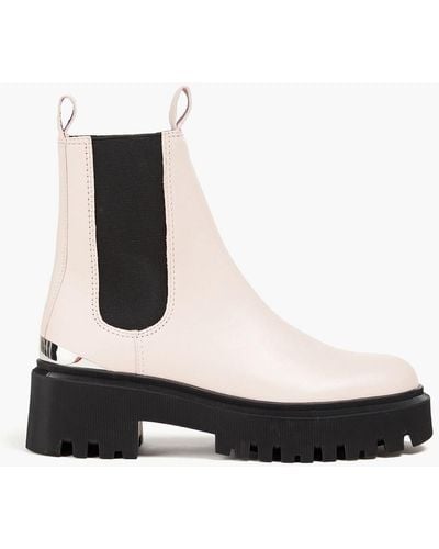Maje Leather Platform Chelsea Boots - White