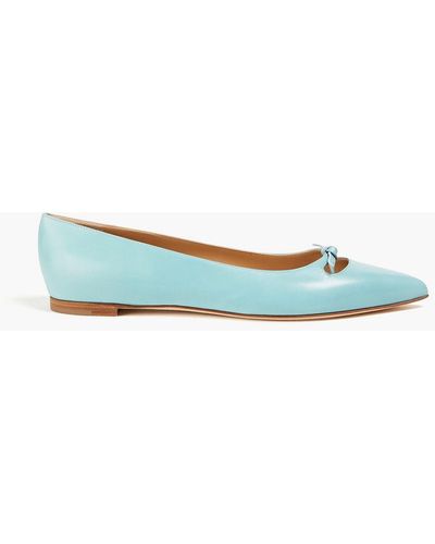 Sergio Rossi Isobel Bow-detailed Leather Point-toe Flats - Blue