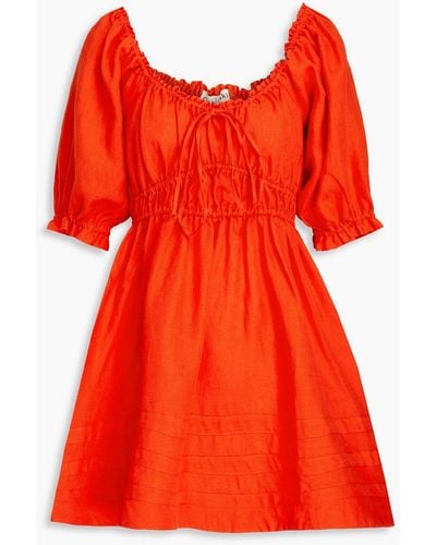 Casa Raki Olga Linen-blend Mini Dress - Red