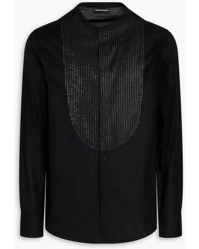 Emporio Armani Panelled Cotton-poplin Shirt - Black