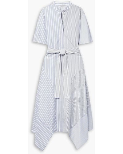 Stella McCartney Asymmetric Striped Organic Cotton-poplin Midi Shirt Dress - White