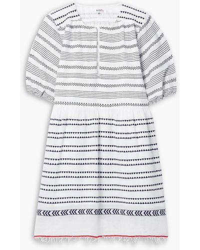 lemlem Yeshi Fringed Cotton-blend Jacquard Mini Dress - Gray