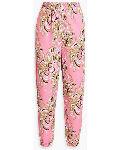 Emilio Pucci Printed French Cotton-terry Track Pants - Red