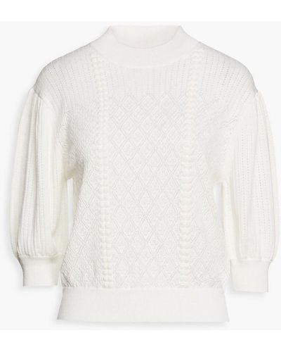 See By Chloé Pointelle-knit Wool And Cotton-blend Sweater - White