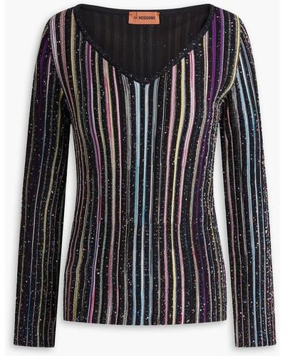 Missoni Metallic Sequined Crochet-knit Sweater - Black