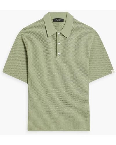 Rag & Bone Nolan Pointelle-knit Cotton-blend Polo Shirt - Green