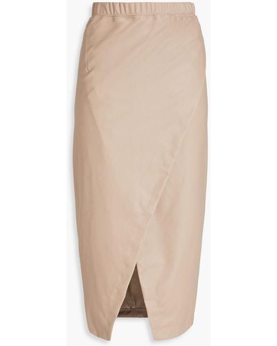 Enza Costa Wrap-effect Faux Leather Midi Skirt - Natural