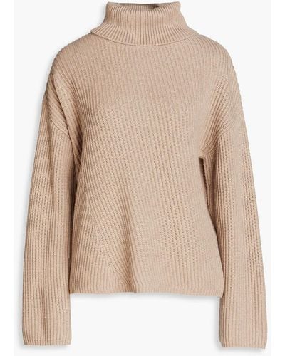 JOSEPH Ribbed Cotton, Wool And Cashmere-blend Turtleneck Sweater - Natural