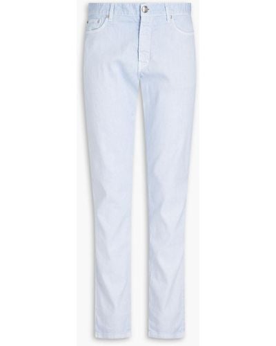 120% Lino Faded Twill Trousers - Blue