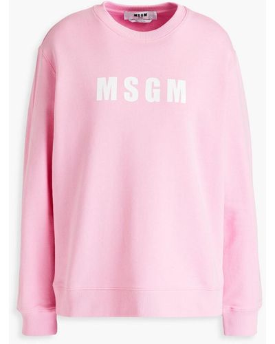 MSGM Logo-print French Cotton-terry Sweatshirt - Pink