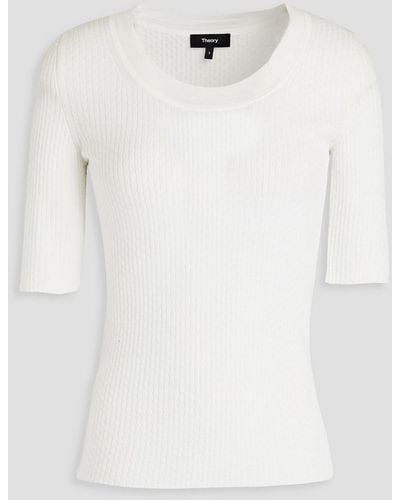 Theory Ribbed Wool Top - White