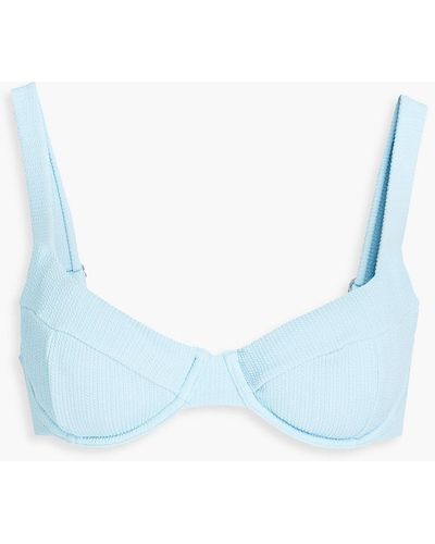 Jonathan Simkhai Lia Ribbed Stretch-cloqué Underwired Bikini Top - Blue