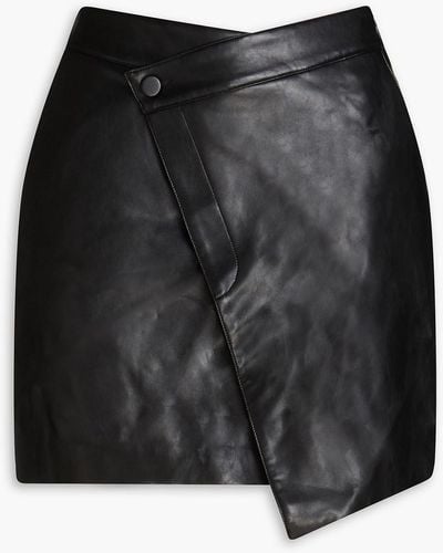 Nicholas Gabriella Wrap-effect Faux Leather Mini Skirt - Black