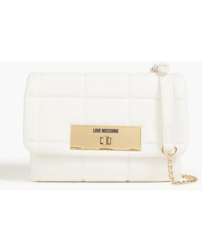 Love Moschino Quilted Faux Leather Shoulder Bag - White