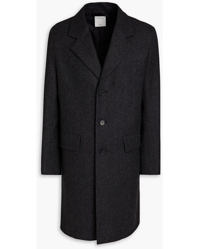 Sandro Mélange Wool-blend Felt Coat - Black