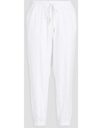 Seafolly Shirred Cotton-jacquard Tapered Trousers - White