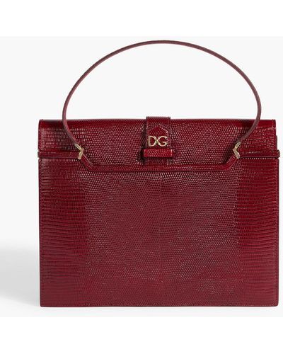 Dolce & Gabbana Ingrid Small Lizard-effect Leather Tote - Red