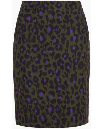 Boutique Moschino Leopard-print Crepe De Chine Mini Skirt - Black