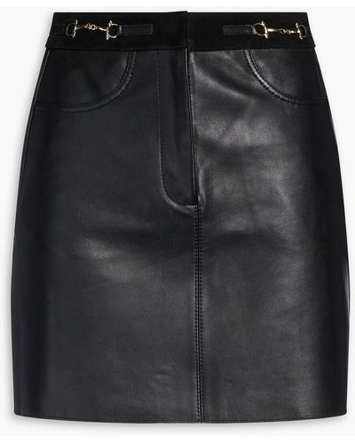 Maje Suede-trimmed Leather Mini Skirt - Black