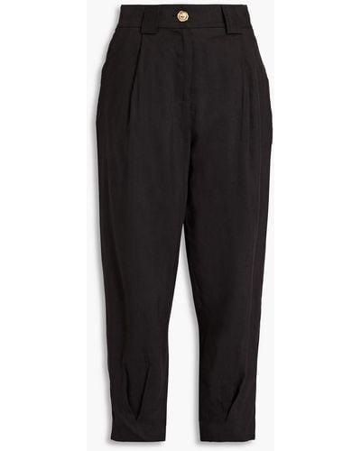 Aje. Cropped Linen-blend Tapered Trousers - Black