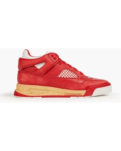 Maison Margiela Distressed Leather High-top Trainers - Red