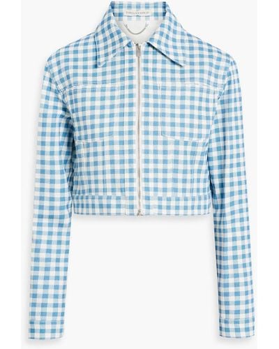Emilia Wickstead Ignis Cropped Gingham Cotton-twill Jacket - Blue