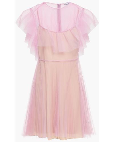RED Valentino Ruffle-trimmed Pleated Tulle Mini Dress - Pink