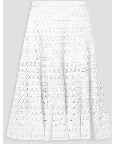 LoveShackFancy Mardi Crocheted Cotton Midi Skirt - White