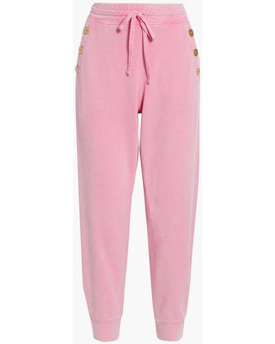 10 Crosby Derek Lam Button-detailed French Cotton-terry Track Pants - Pink