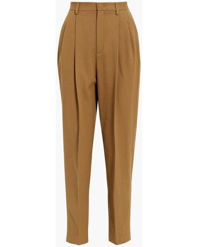RED Valentino Pleated Cotton And Wool-blend Twill Tapered Trousers - Natural