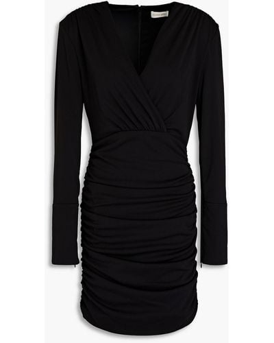 Ronny Kobo Mariana Wrap-effect Ruched Jersey Mini Dress - Black