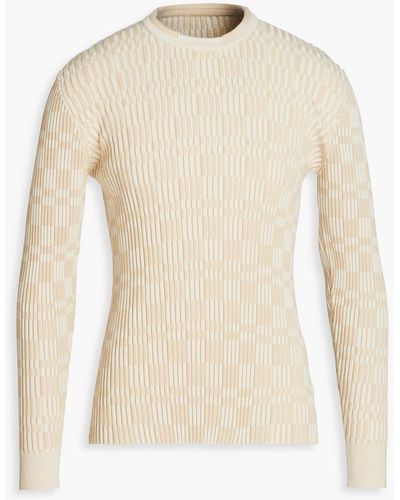 Jacquemus La Maille Slim-fit Checked Ribbed Cotton-blend Jumper - White